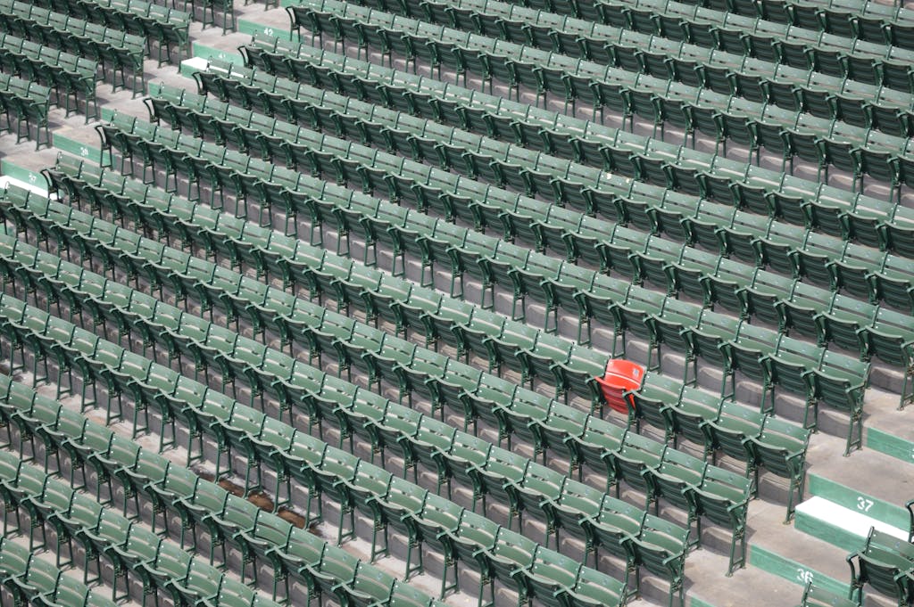 Empty chairs in a stadium 